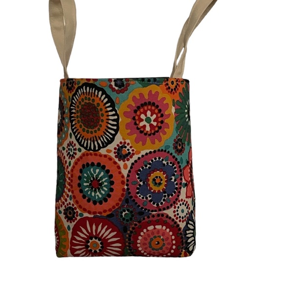 Unique small canvas bag. Multicolored. Approximate size is 7 1/2 H x 7 1/2” W - Picture 8 of 8